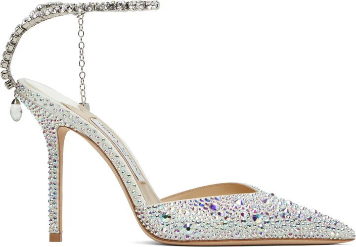 Jimmy Choo Silver Saeda 100 Heels