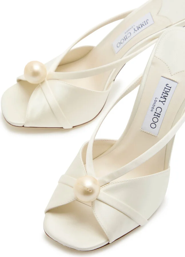 Jimmy Choo Siva 95 Embellished Satin Sandals - Image 3