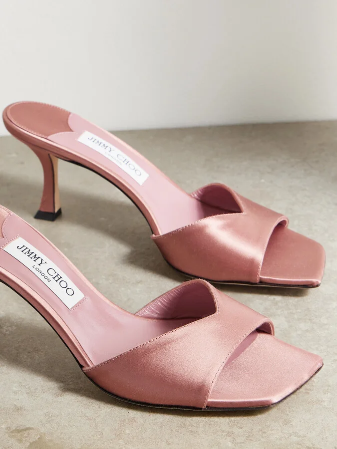 Jimmy Choo - Skye 70mm Satin Mules - Pink - Image 4