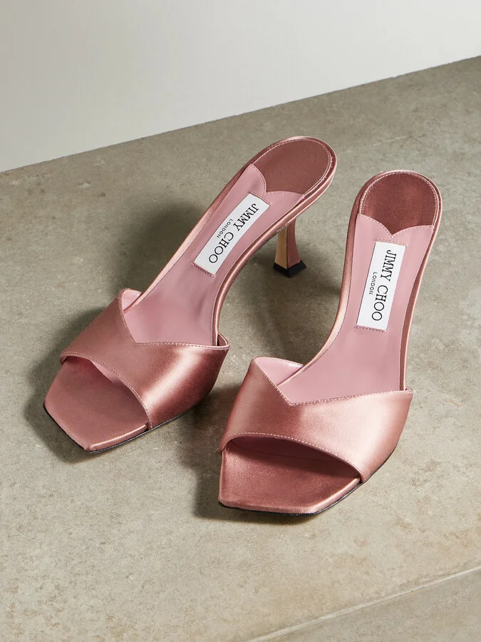 Jimmy Choo - Skye 70mm Satin Mules - Pink - Image 5