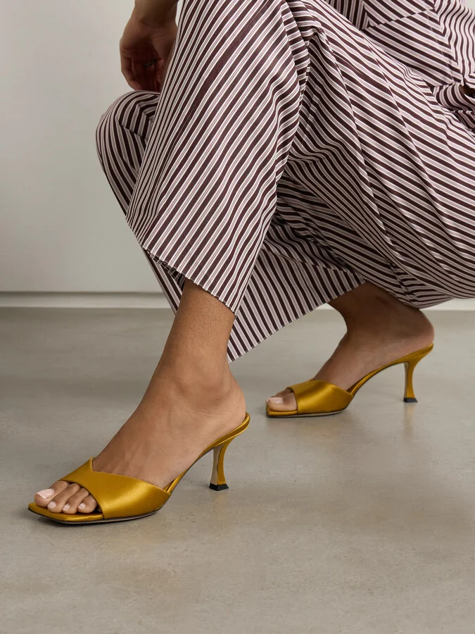 Jimmy Choo - Skye 70mm Satin Mules - Yellow - Image 2