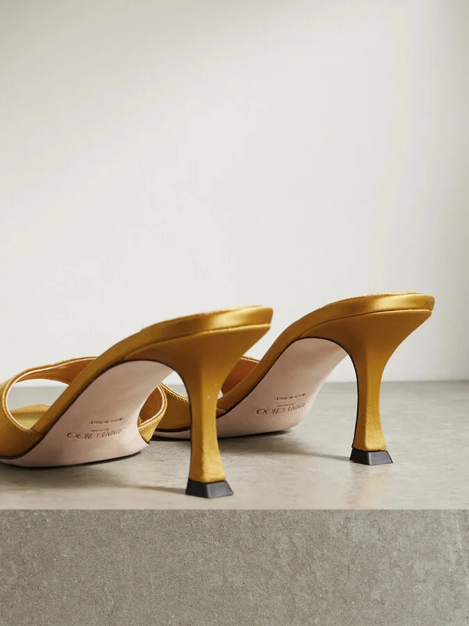 Jimmy Choo - Skye 70mm Satin Mules - Yellow - Image 3