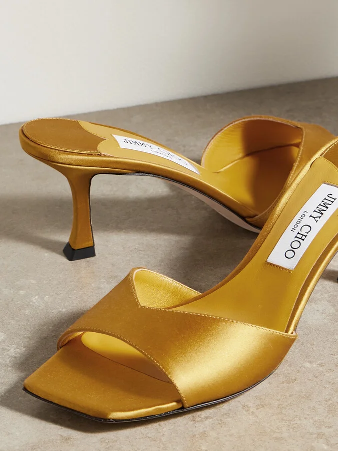 Jimmy Choo - Skye 70mm Satin Mules - Yellow - Image 4