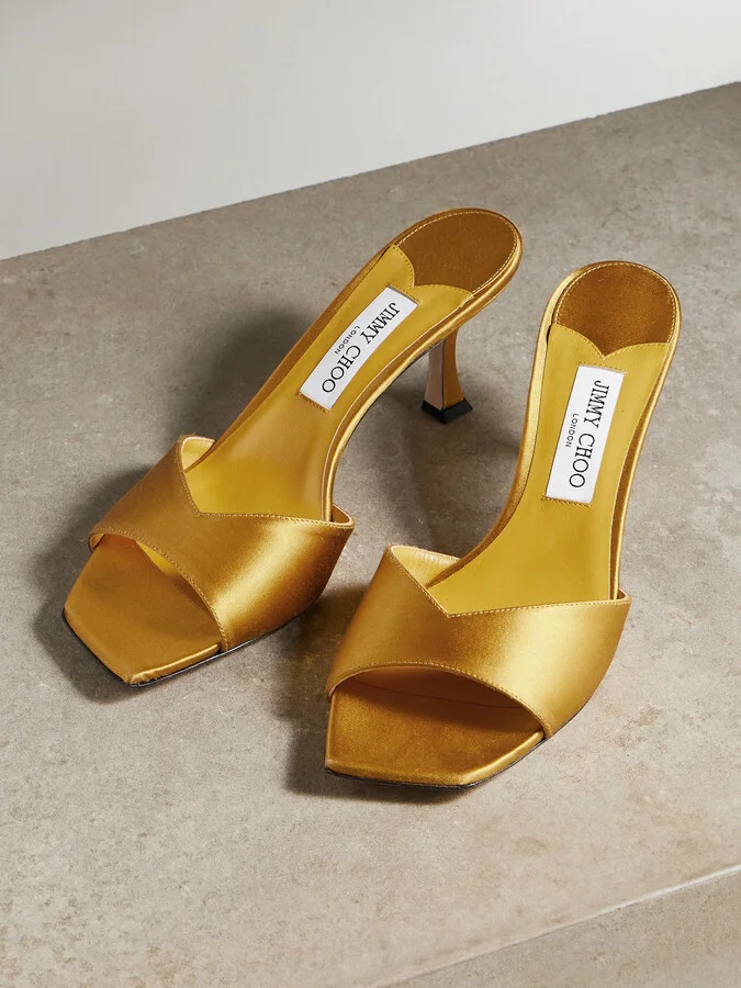 Jimmy Choo - Skye 70mm Satin Mules - Yellow - Image 5