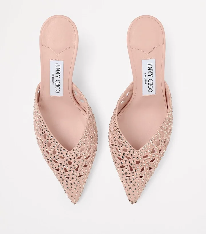 Jimmy Choo Solar 70 Leather Embellished Mules - Image 2
