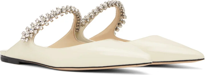 Jimmy Choo SSENSE Exclusive Off-White Bing Flat Slippers - Image 4