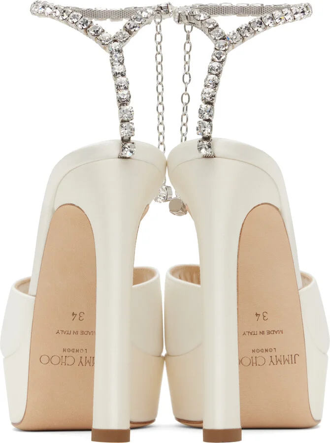 Jimmy Choo SSENSE Exclusive Off-White Saeda 125 Heeled Sandals - Image 2