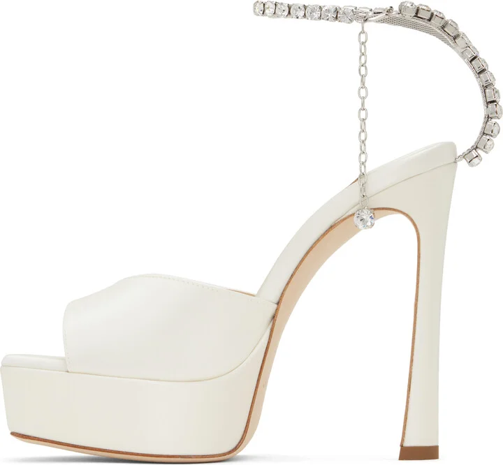 Jimmy Choo SSENSE Exclusive Off-White Saeda 125 Heeled Sandals - Image 3
