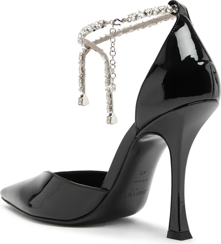 Jimmy Choo Stevie 100 Crystal-embellished Patent Leather Pumps - Image 2