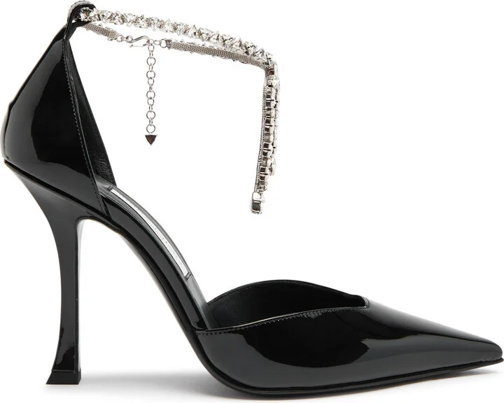 Jimmy Choo Stevie 100 Crystal-embellished Patent Leather Pumps