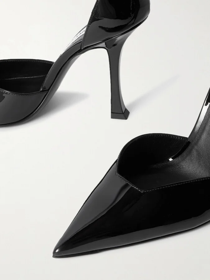 Jimmy Choo - Stevie 100 Embellished Patent-leather Pumps - Black - Image 4