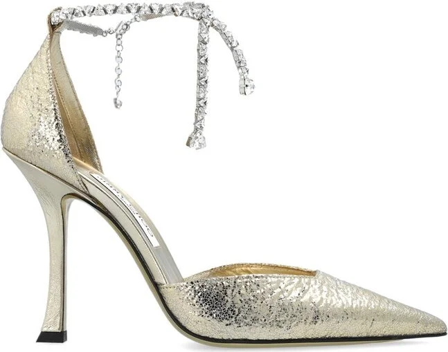 Jimmy Choo Stevie 100 Metallic Pointed-Toe Pumps