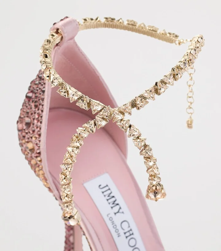 Jimmy Choo Stevie 100 Satin Embellished Pumps - Image 2
