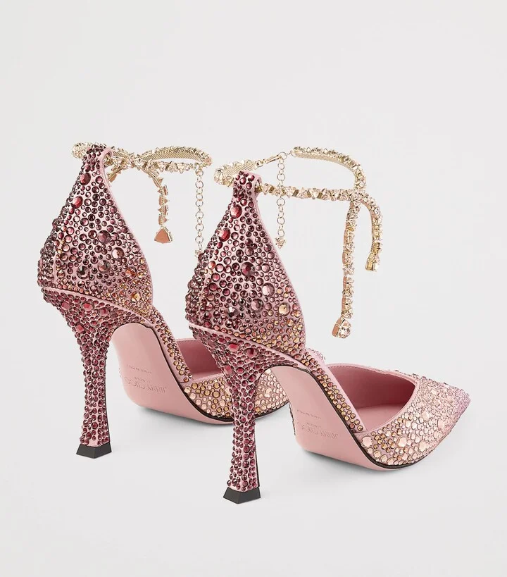 Jimmy Choo Stevie 100 Satin Embellished Pumps - Image 4