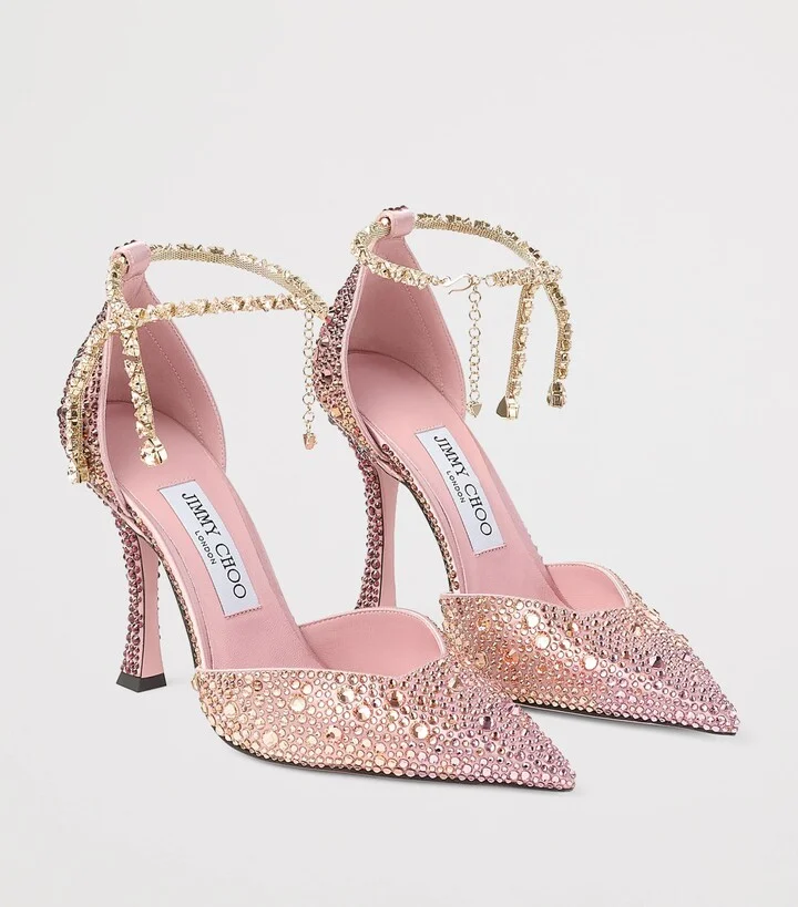 Jimmy Choo Stevie 100 Satin Embellished Pumps - Image 5