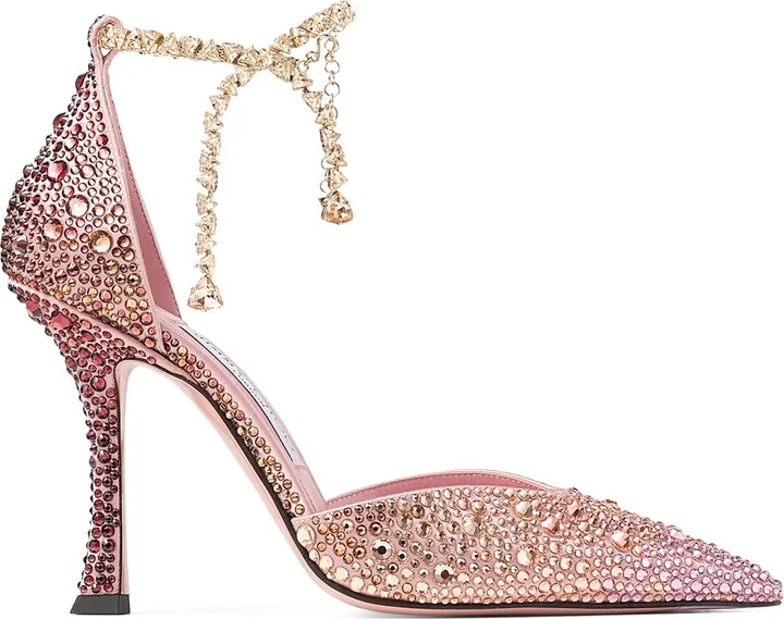 Jimmy Choo Stevie 100 Satin Embellished Pumps