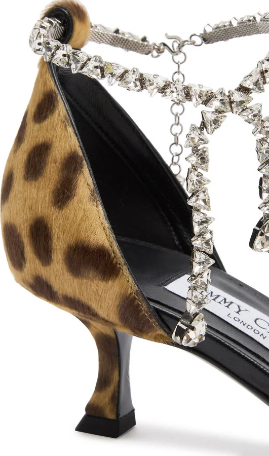 Jimmy Choo Stevie 50 Leopard-print Calf-hair Pumps - Image 4