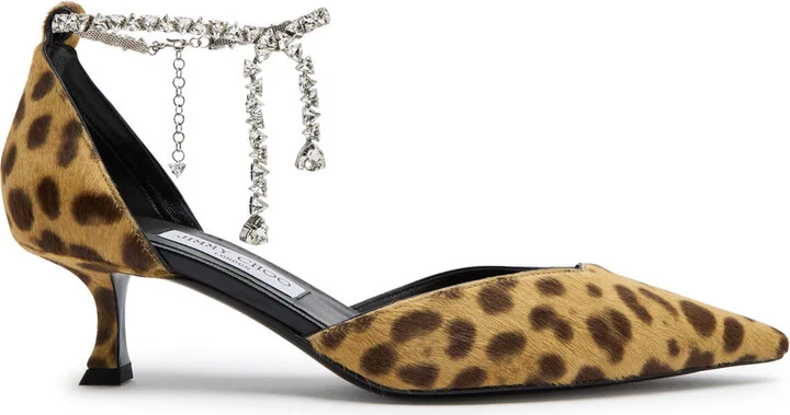 Jimmy Choo Stevie 50 Leopard-print Calf-hair Pumps