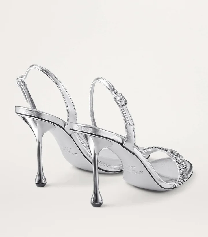 Jimmy Choo Tabatha 95 Leather Metallic Heeled Sandals - Image 2
