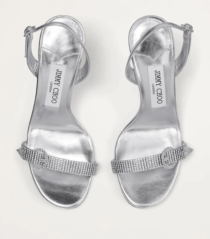 Jimmy Choo Tabatha 95 Leather Metallic Heeled Sandals - Image 3
