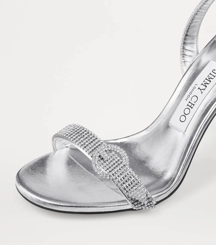 Jimmy Choo Tabatha 95 Leather Metallic Heeled Sandals - Image 5