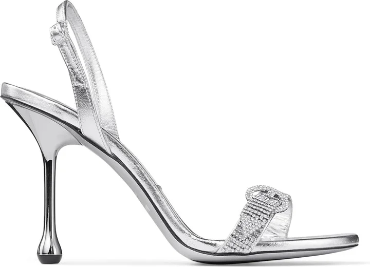 Jimmy Choo Tabatha 95 Leather Metallic Heeled Sandals