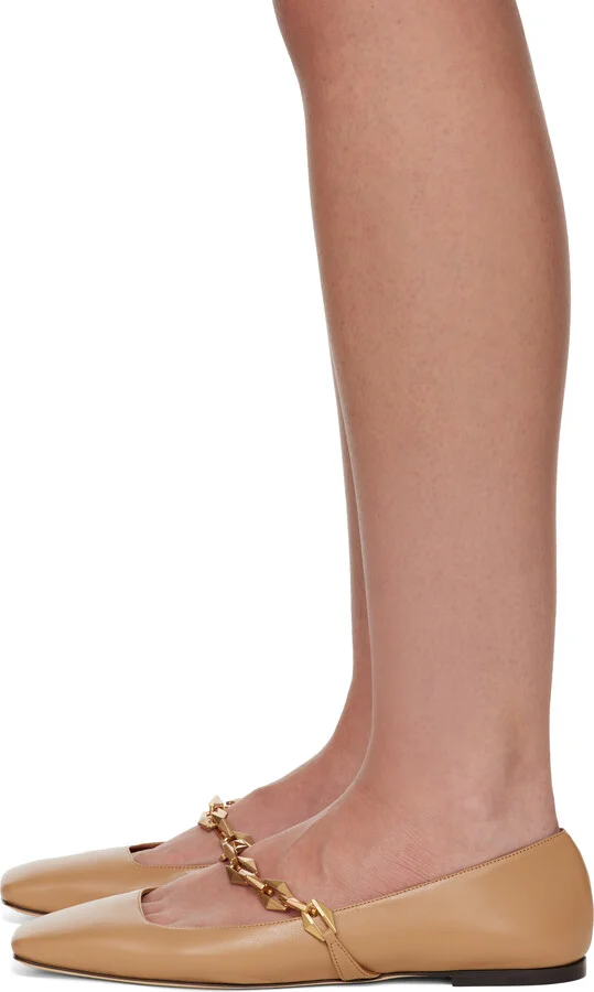 Jimmy Choo Tan Diamond Tilda Ballerina Flats - Image 3