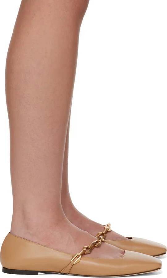 Jimmy Choo Tan Diamond Tilda Ballerina Flats