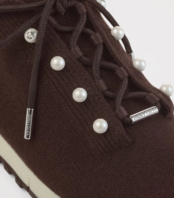 Jimmy Choo Veles Cashmere Faux Pearl-Detail Sneakers - Image 2