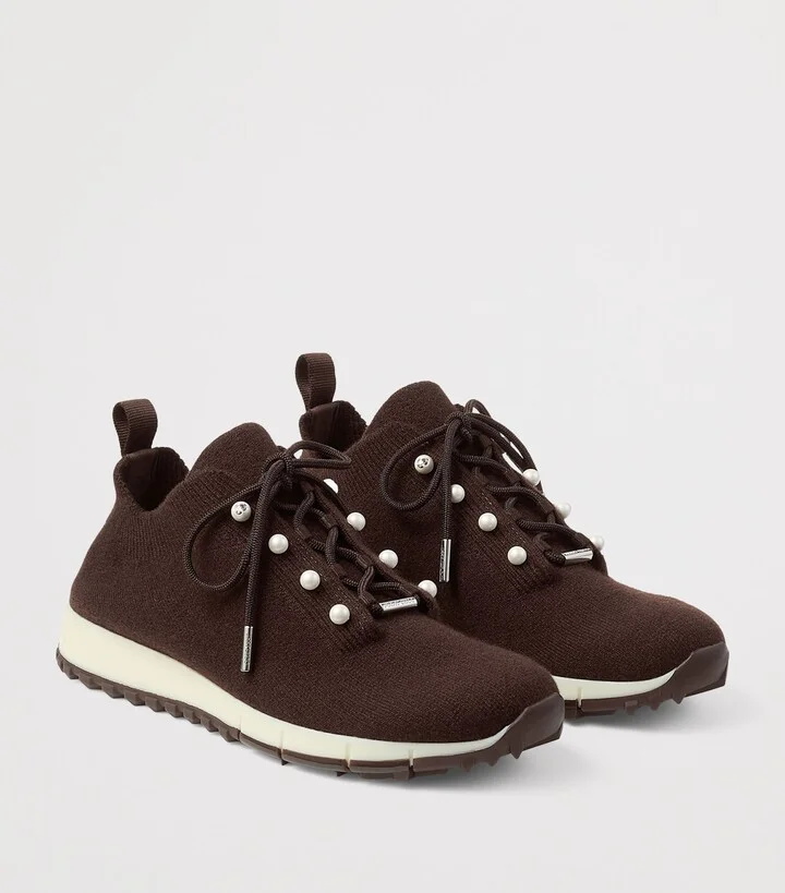 Jimmy Choo Veles Cashmere Faux Pearl-Detail Sneakers - Image 5