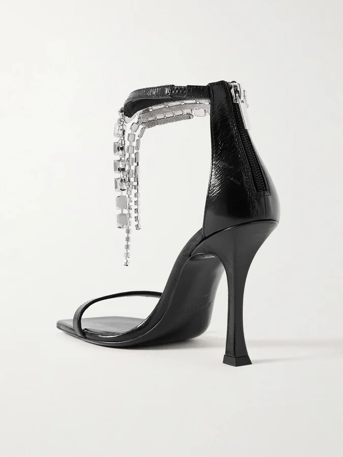 Jimmy Choo - Verity 100 Crystal-embellished Leather Sandals - Black - Image 3