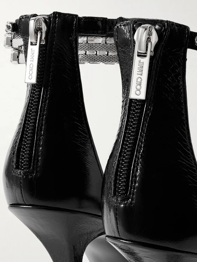 Jimmy Choo - Verity 100 Crystal-embellished Leather Sandals - Black - Image 4