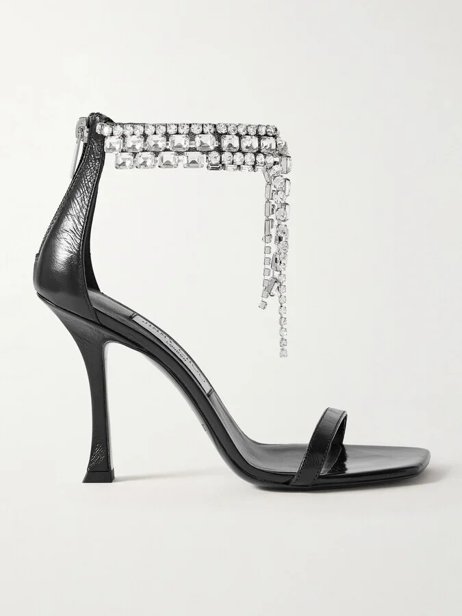 Jimmy Choo - Verity 100 Crystal-embellished Leather Sandals - Black