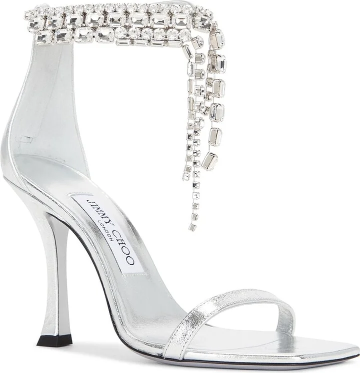 Jimmy Choo Verity 100 Sandal in Metallic Silver - Image 2