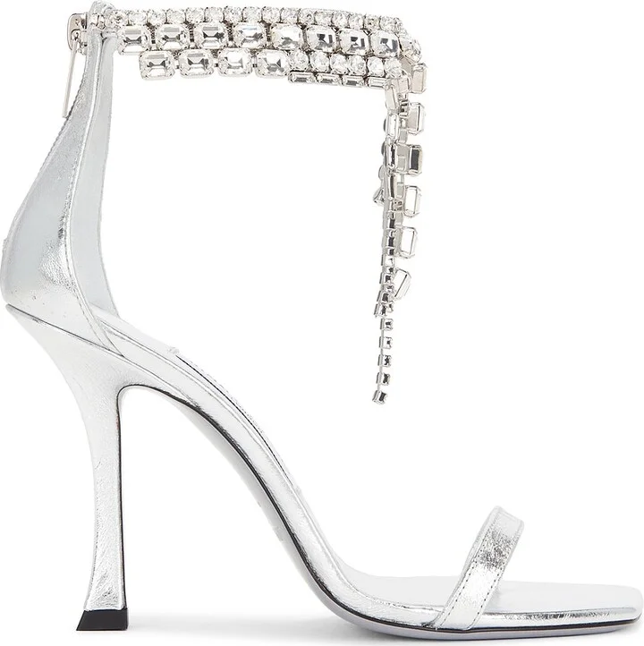 Jimmy Choo Verity 100 Sandal in Metallic Silver