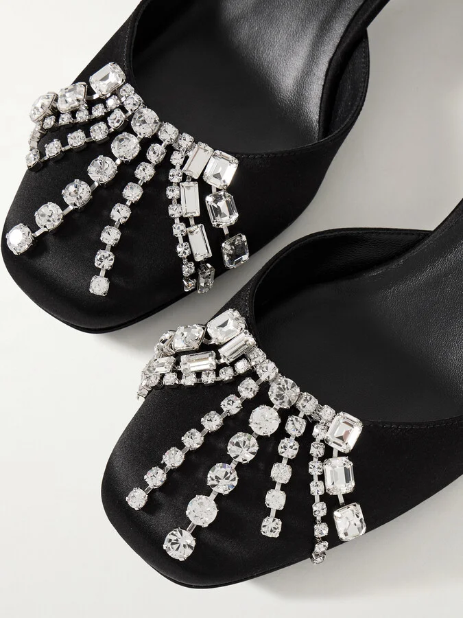 Jimmy Choo - Verity 45 Crystal-embellished Satin Mary Jane Pumps - Black - Image 4