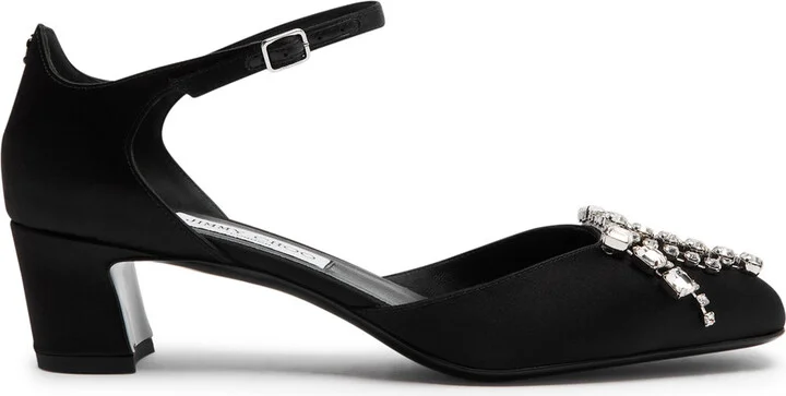Jimmy Choo Verity 45 Crystal-embellished Satin Pumps