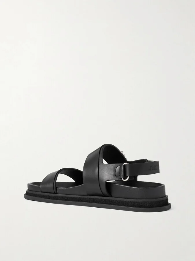 Jimmy Choo - Verity Crystal-embellished Leather Sandals - Black - Image 3