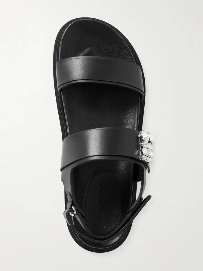 Jimmy Choo - Verity Crystal-embellished Leather Sandals - Black - Image 5