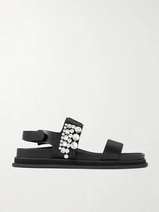 Jimmy Choo - Verity Crystal-embellished Leather Sandals - Black