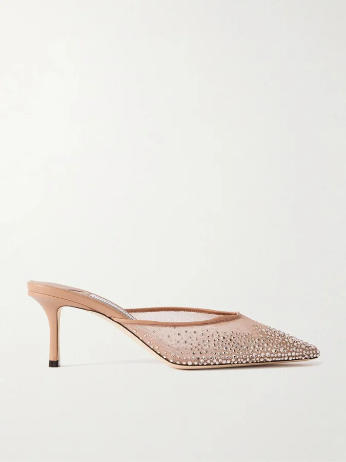 Jimmy Choo - Vivi 65 Crystal-embellished Mesh Mules - Pink
