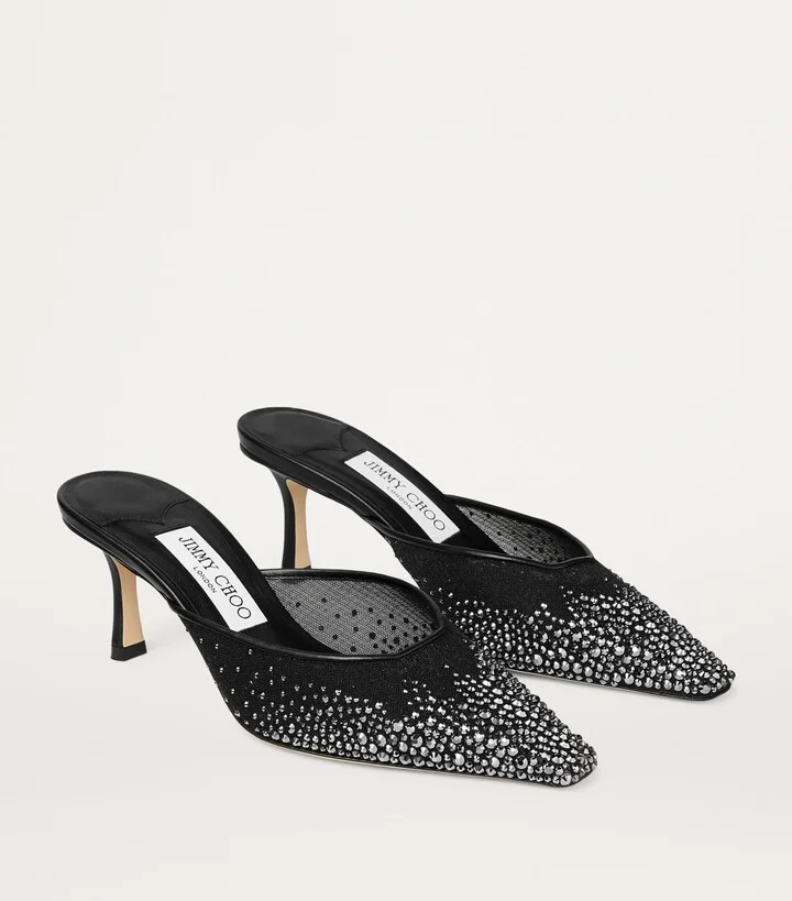 Jimmy Choo Vivi 65 Mesh Embellished Mules - Image 4