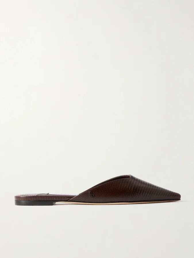 Jimmy Choo - Vivi Lizard-effect Leather Mules - Brown