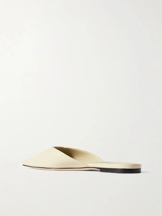 Jimmy Choo - Vivi Lizard-effect Leather Mules - Off-white - Image 3