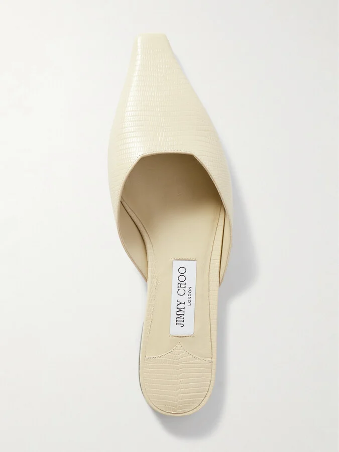 Jimmy Choo - Vivi Lizard-effect Leather Mules - Off-white - Image 5