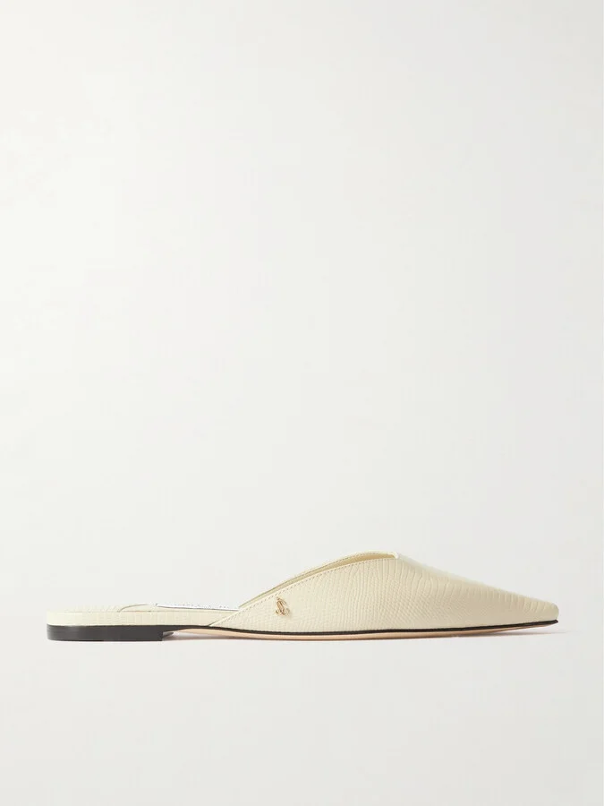 Jimmy Choo - Vivi Lizard-effect Leather Mules - Off-white