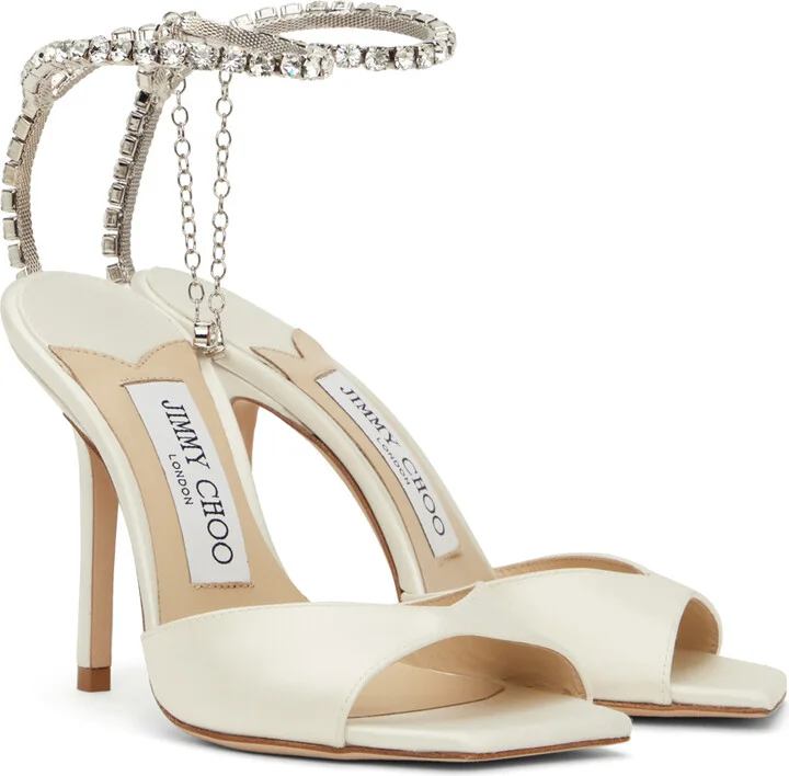 Jimmy Choo White Saeda 100 Heeled Sandals - Image 4