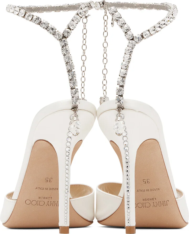 Jimmy Choo White Saeda 100 Heeled Sandals - Image 2