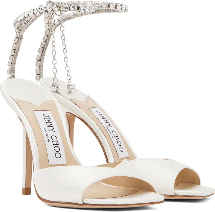 Jimmy Choo White Saeda 100 Heeled Sandals - Image 4