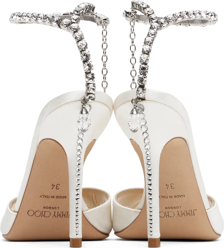 Jimmy Choo White Saeda 100 Heeled Sandals - Image 2
